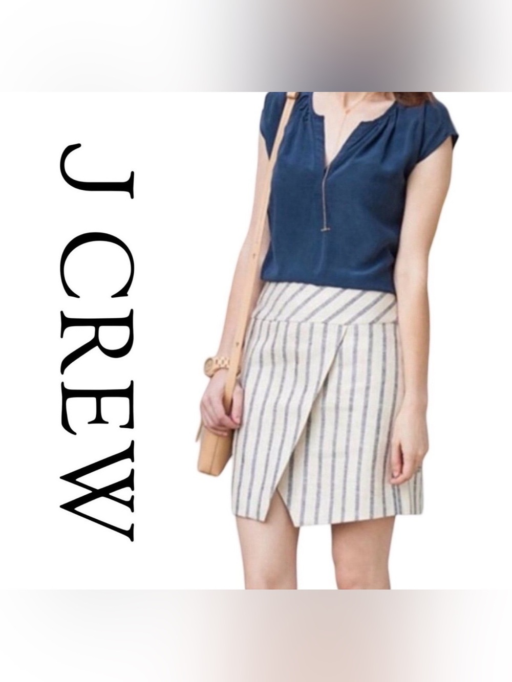 J Crew Woven Striped Linen Mini Skirt Size 6 PRICE FIRM